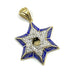 14K Gold & Diamond With Blue Enamel Star of David Necklace